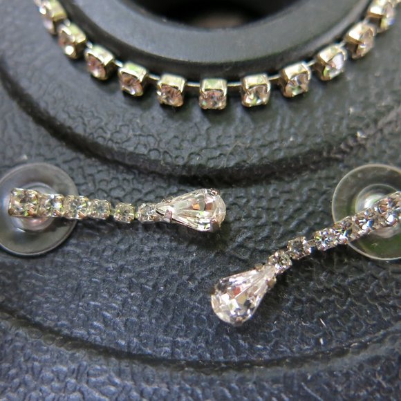 Vintage Diamond Rhinestone Silver full SET - Picture 2 of 4